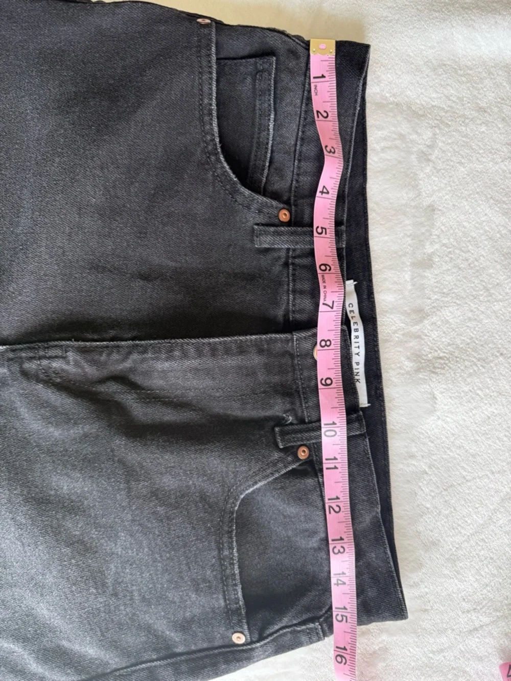 Celebrity Pink Black Frayed Hem Denim Shorts - Picture 7 of 8